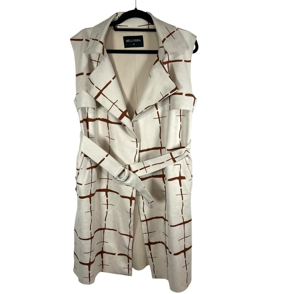 Bellivera Faux Suede Sleeveless Jacket With Belt NWT‎ Womens Size XS
